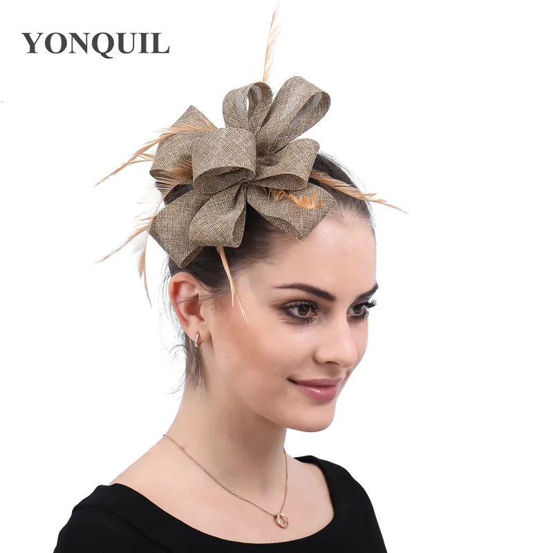 Хаки обручи для волос аксессуары Fascinator женщин Свадебная вечеринка шляпа свадебное шоу гонки аксессуары для волос события Женская повязка на голову