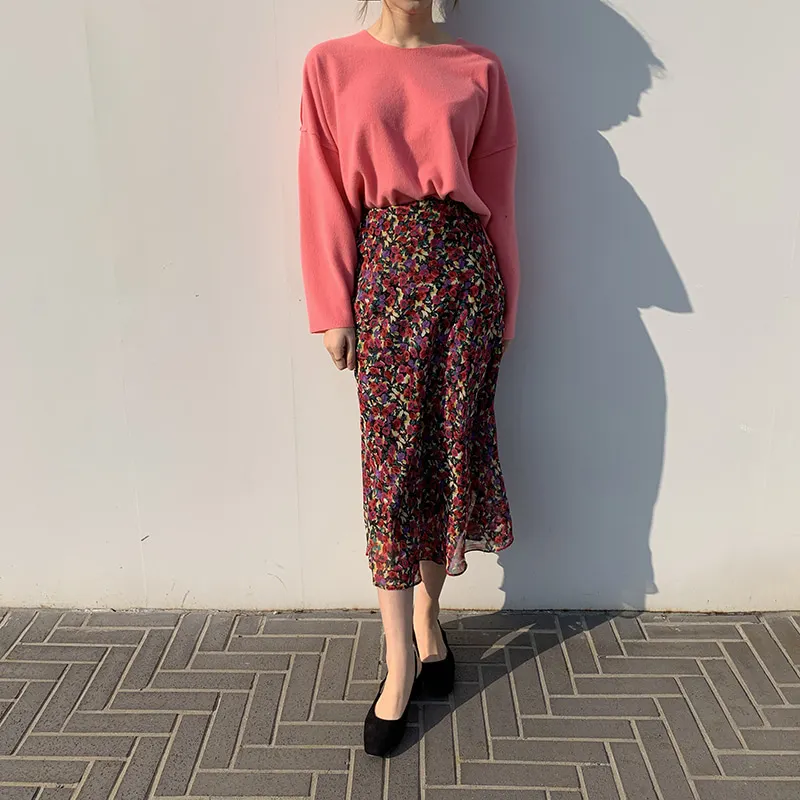 RUGOD для женщин юбка печати шифоновая длинная юбка элегантный повседневное losse faldas mujer moda 2019, Новая мода Женская