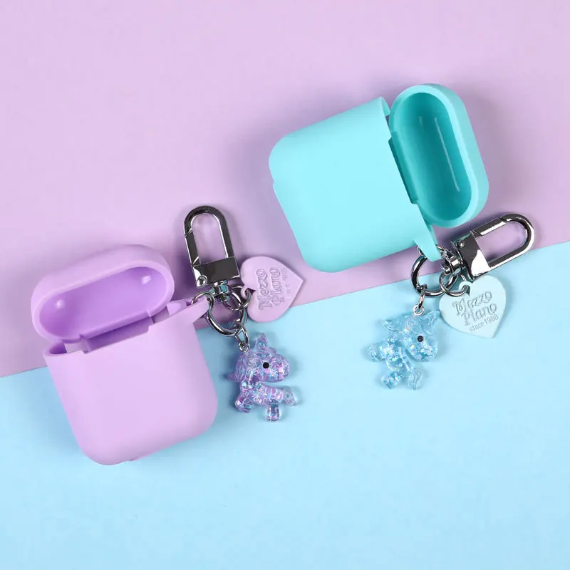 

Cute Cartoon Crystal Horse Unicorn Doll Keychain Wireless Bluetooth Earphone Case for Airpods Protective Cover Keyrings