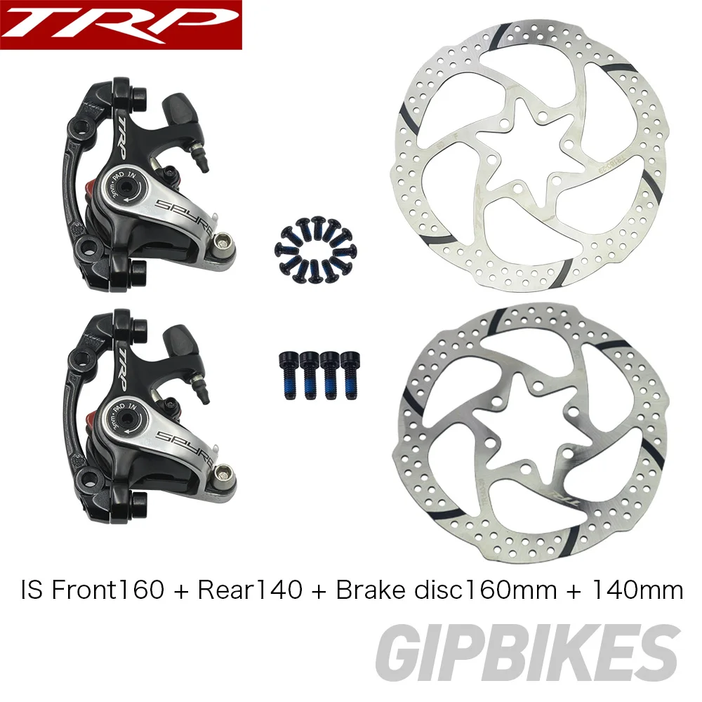 F160R140 disc160 140 TRP Spyre сплав механический дисковый тормозной суппорт TRP SPYRE суппорты передние/задние/пара w/или w/o 160 мм ротор с адаптером винты - Цвет: F160R140 disc160 140