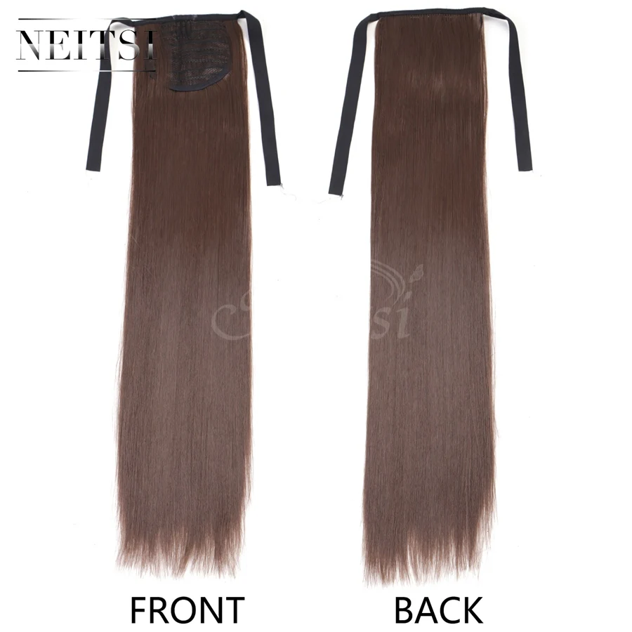 Neitsi 22 ''1 шт. конский хвост для наращивания волос прямой зажим в синтетическом шнурке шиньоны пони хвост для наращивания волос для женщин