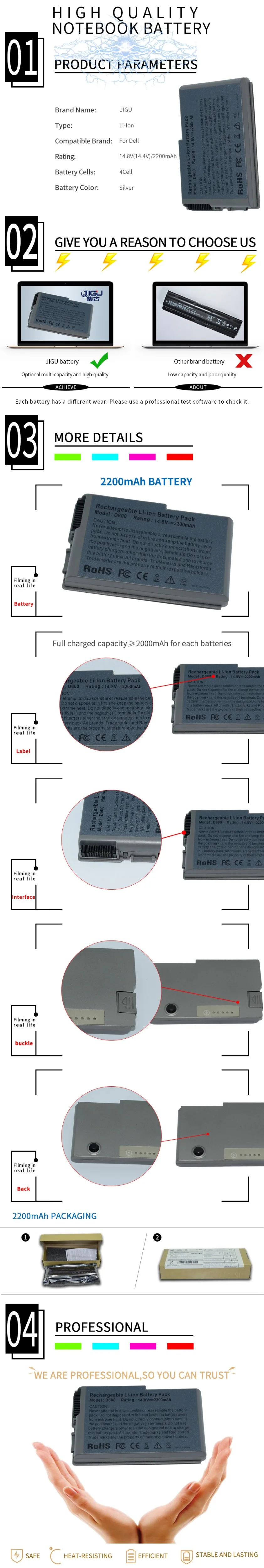 Jigu батарея для ноутбука для dell Inspiron 510 М 600 м Latitude D600 D610 D530 D500 D505 D510 D520 312-0090 451-10133 6Y270 9X821 YD165