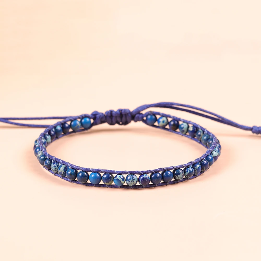 

4Mm Natural Stone Bracelet Meditation Bracelet Handmade Adjustable Beaded Bracelet For Women Men Jewelry