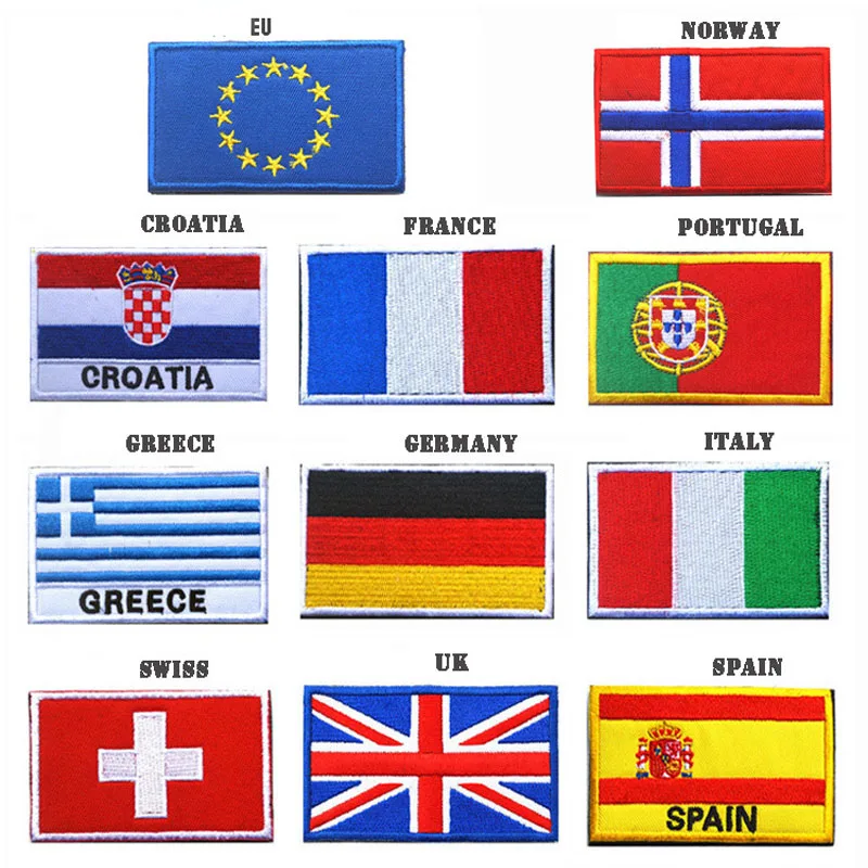 

Country Flag patch Stripes Embroidered Russia Turkey France EU Netherlands Flag Tactical Military Patches Patches for Clothing