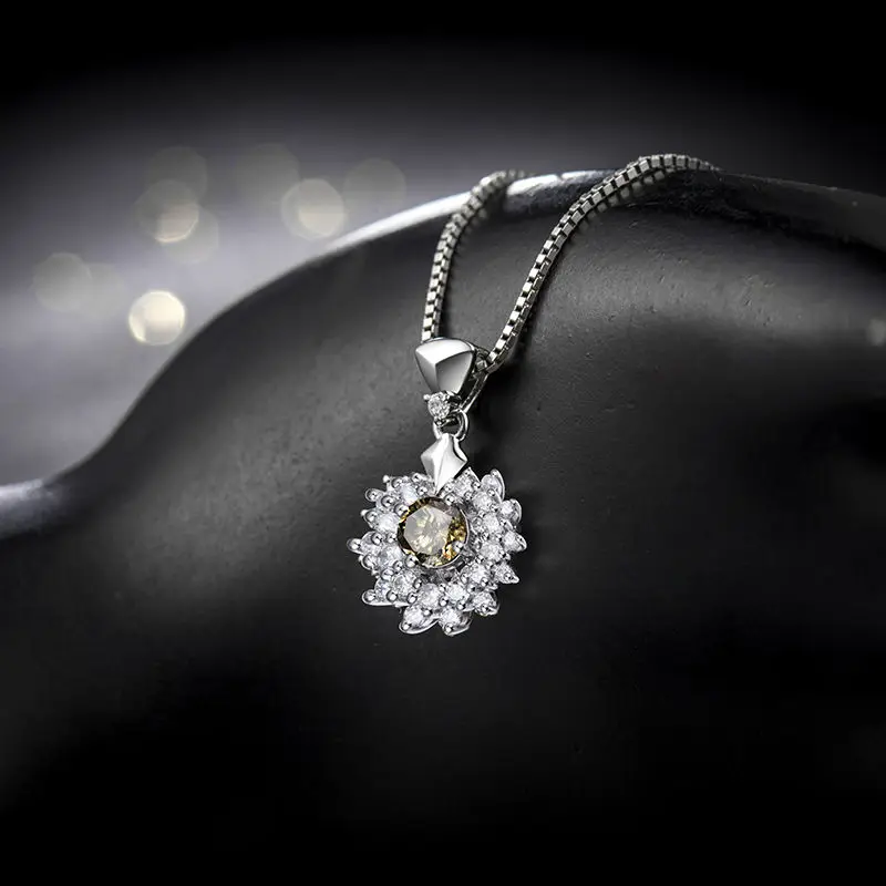 LOVERJEWELRY дамское подвесное ожерелье уникальный натуральный 4 мм круглый кофе алмаз Женские Подвески Твердые 750 18 к белое золото без цепи