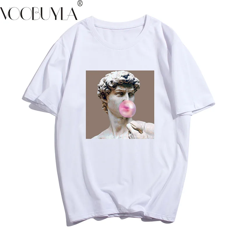 

Voobuyla 2019 Summer Avatar Print Short Sleeve Tops Tees Harajuku Plus Size 4XL Loose T-Shirts Vintage Casual 100% Cotton Shirts