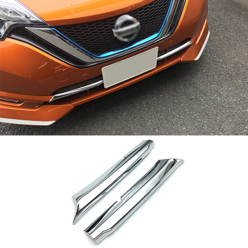 

ABS Chrome Car front grille trims for Nissan Note 2017 2018 2019 Front Bumper Air-inlet Grille 2pcs/lot