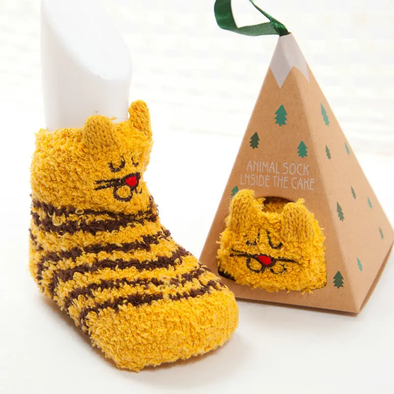 Детские носки-башмачки с изображением животных, 2 шт. носки для младенцев платье-тапочки для малышей короткие носки для малышей от 0 до 36 месяцев, носки для новорожденных - Цвет: Золотой