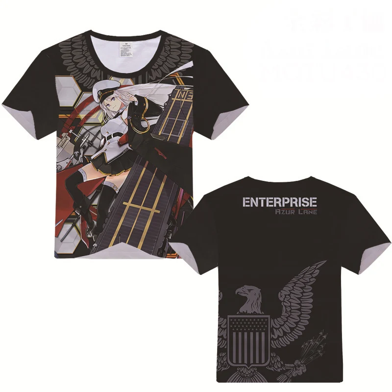

Azur Lane Akagi Kaga Prinz Eugen Enterprise Printed T-shirt Cosplay Costume Men Women Summer Fashion Tshirt Short Sleeve Tees