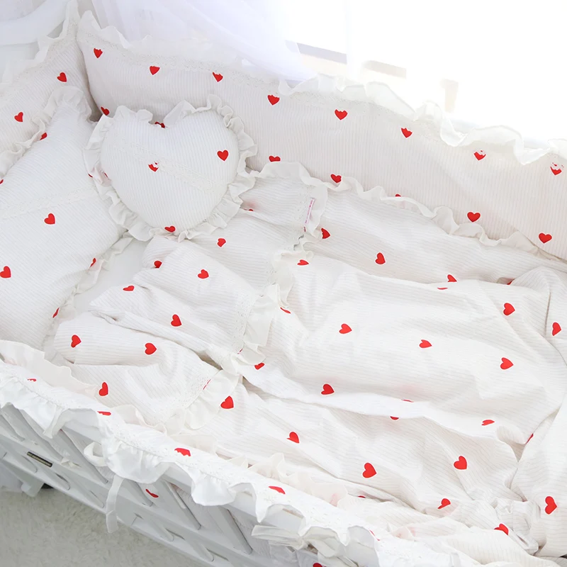 red crib set