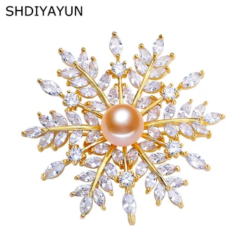 

SHDIYAYUN 2019 New Pearl Brooch For Women Snowflake Brooches Pins Natural Freshwater Pearl Fine Jewelry Accessories Dropshipping