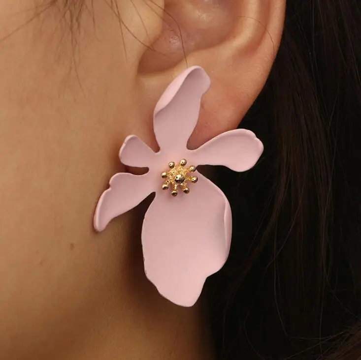 

DIEZI Sweet Cute Green Pink Flower Drop Dangle Earring for Women Girl Gift 2018 New Acrylic Earrings Jewelry Wholesale