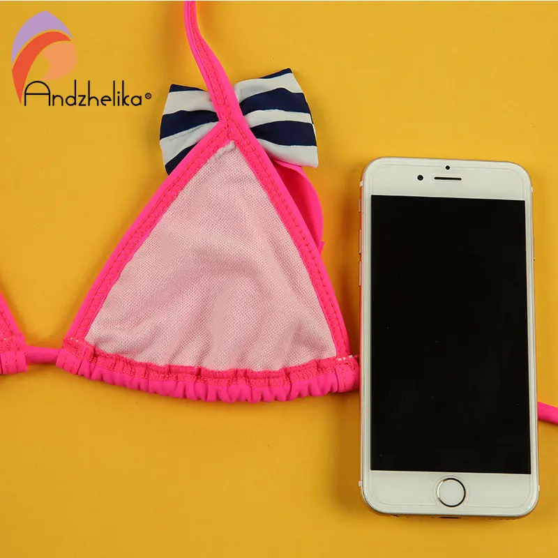 Andzhelika Bikinis Set Children's Swimsuit Cute Bow Solid Striped Bottom Girls Swimwear Swimming Suit 10-16 Year Old image 6