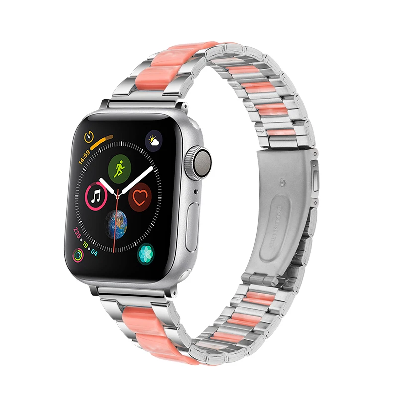 

Stainless Steel Strap for Apple Watch 5 4 3 2 Band Metal Resin Bracelet for iWatch Band 42mm 38mm 4 Bands 44mm 40mm Strap Straps