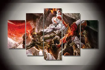 

JIE DO ART 5Pcs Canvas Painting On The Wall Modular Pictures HD Poster God of War Ascension Kratos Wall Pictures For Living Room