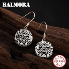 BALMORA, 925 пробы, серебряные, полые этнические Висячие серьги для женщин, подарок для девушек, винтажное Модное Элегантное Ювелирное Украшение, Brincos JWE1050