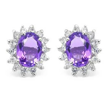 

Per jewelry Natural real amethyst stud earring 925 sterling silver 0.85ct*2pcs gems Fine jewelry For men or women F912314