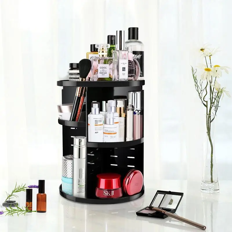 NEW 360 Degree Rotating MakeUp Organizers and Storage Box Gift For Women Adjustable Multi-Function Cosmetic Case Brush Holder