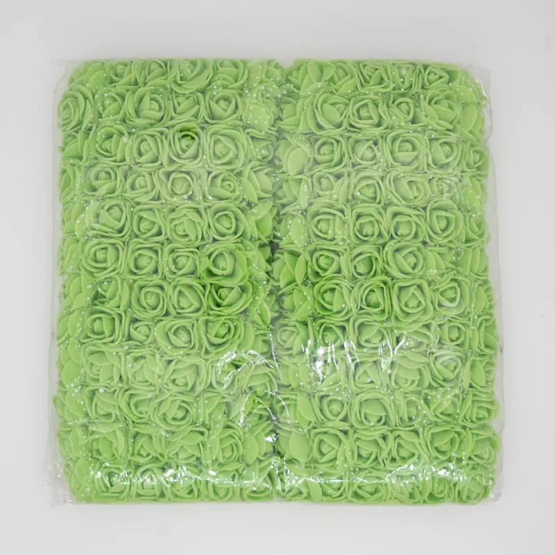 green 144 шт Искусственные розы из пенопласта для украшения 2 см искусственные цветы для домашнего декора мини ПЭ пенные цветы головки DIY Роза медведь - Цвет: green