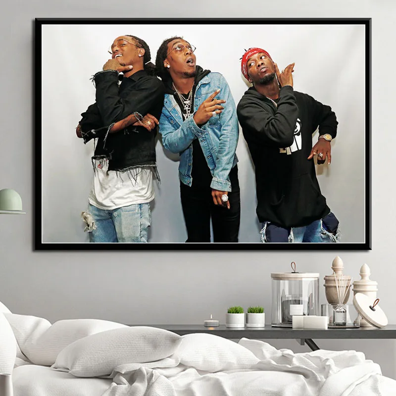 P623 Migos Trap Rap Music Star Hip Hop Rapper Art Painting Silk Canvas Poster Wall Home Decor | Дом и сад