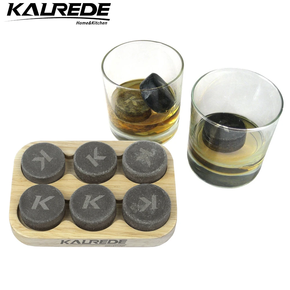 KALREDE Whiskey Stones Set of 6 Circular Drink Rocks bar for Chilling