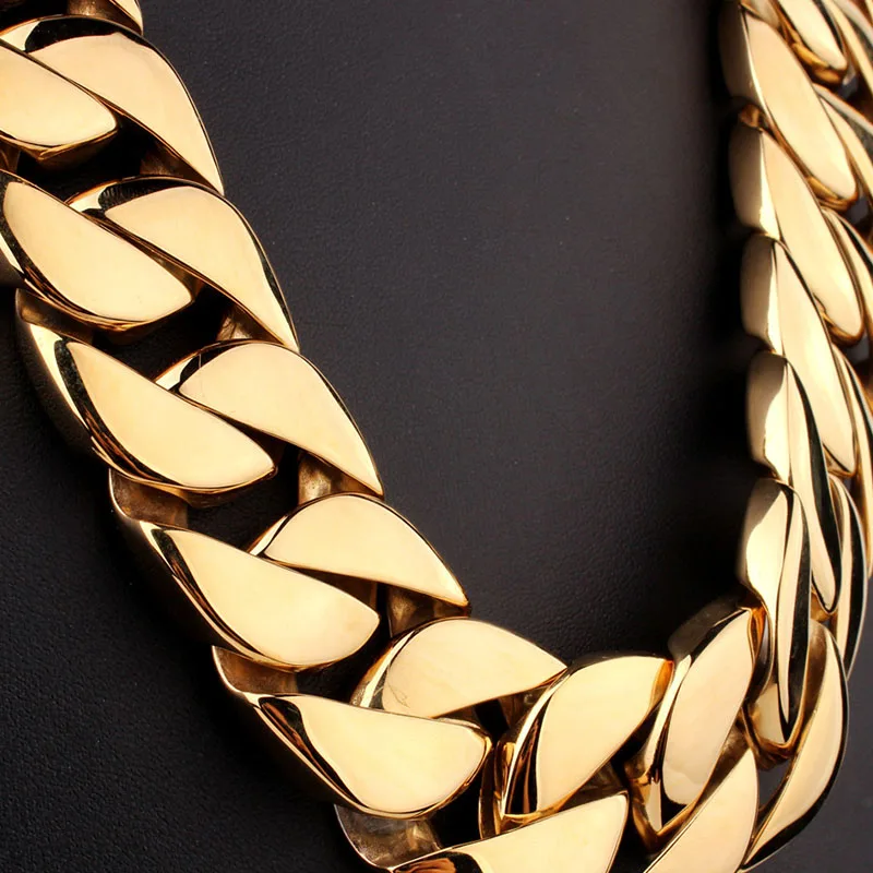 

New retro Cuban stainless steel quality gold chain necklace cubic chain men women hip hop jewelry high quality very thick Miami