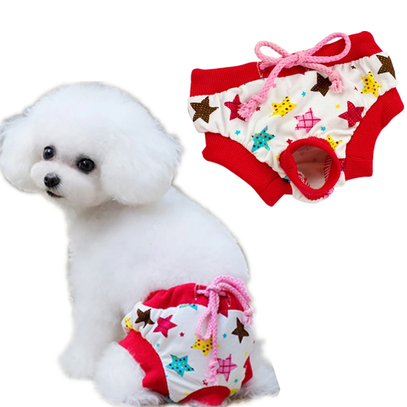 S L Red Star Female Dog Physical Pant Washable Pet Underwear Sanitary Pants Elastic Diaper for