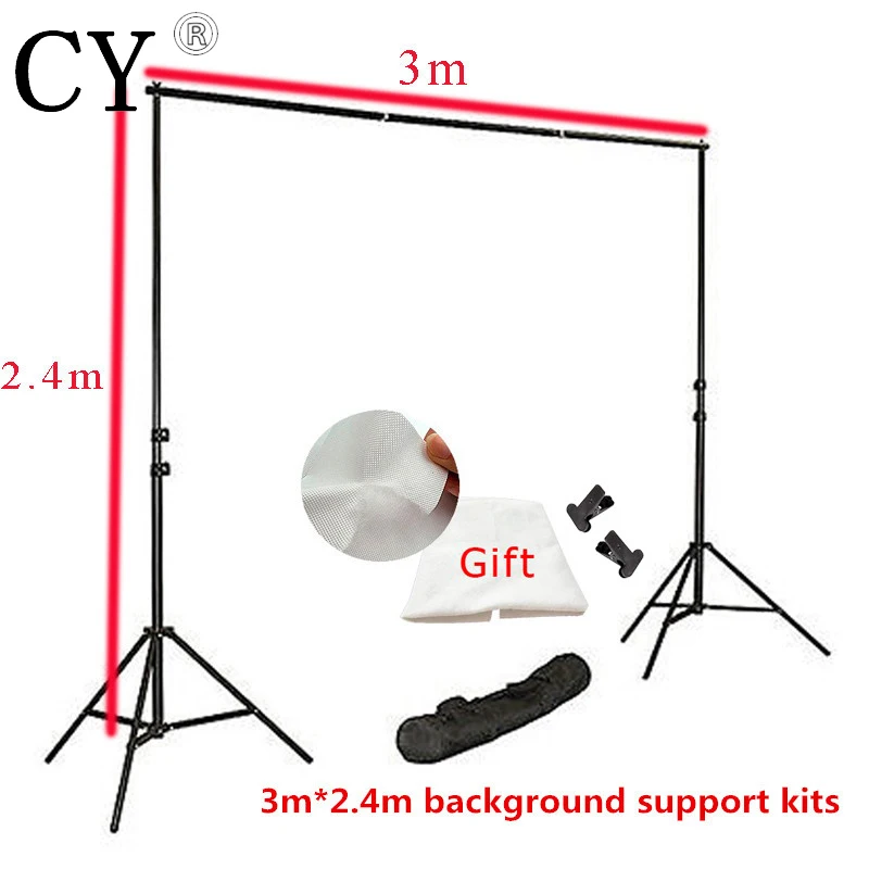 

3m x 2.4m Photo Studio Background Support Backgroud Stand Kits with Free Backdrop PSBS3