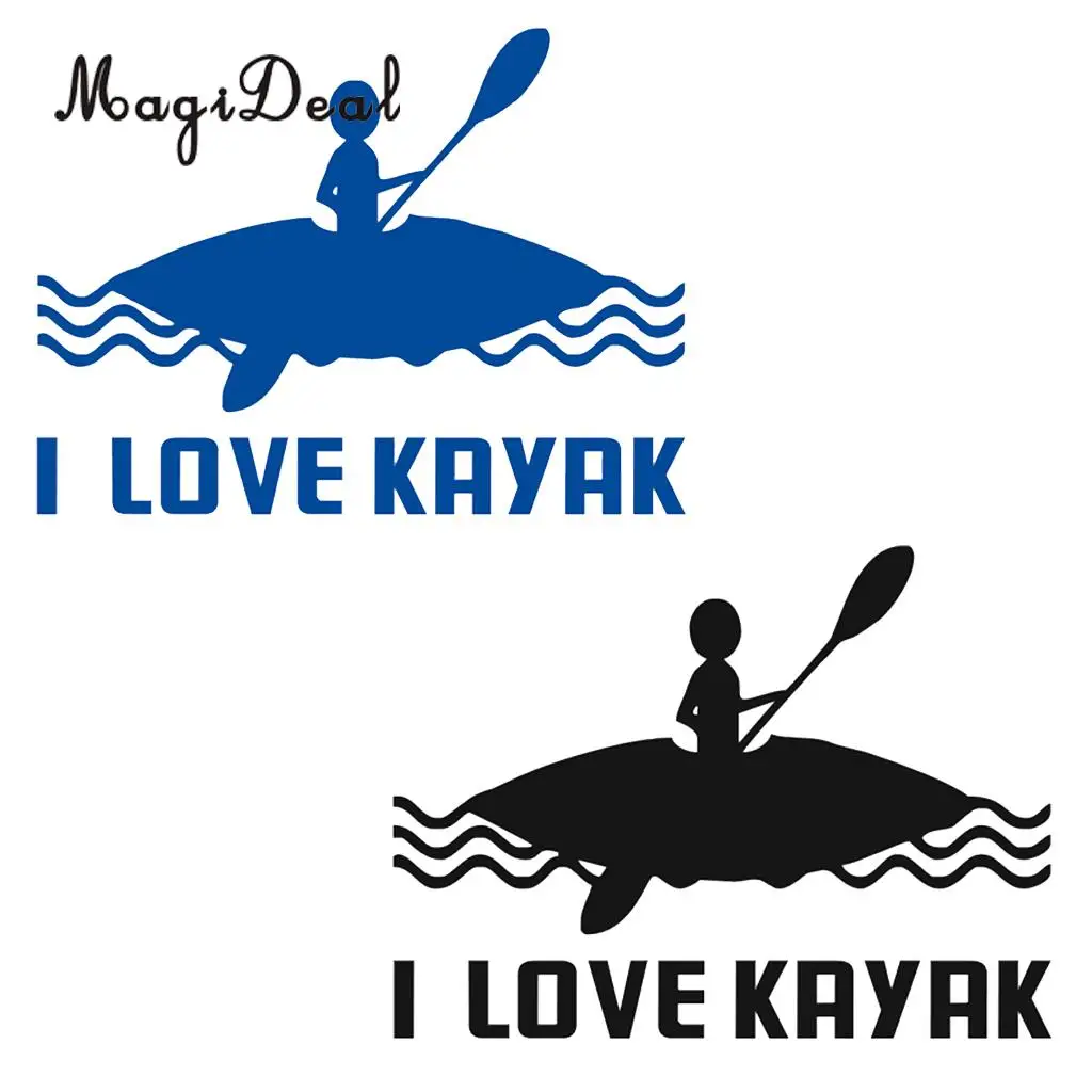 MagiDeal Waterproof 1Pc I LOVE KAYAK Kayak Canoe Stickers for Rowing Boat Funny Decal Cars Window Outdoor Surface Applications