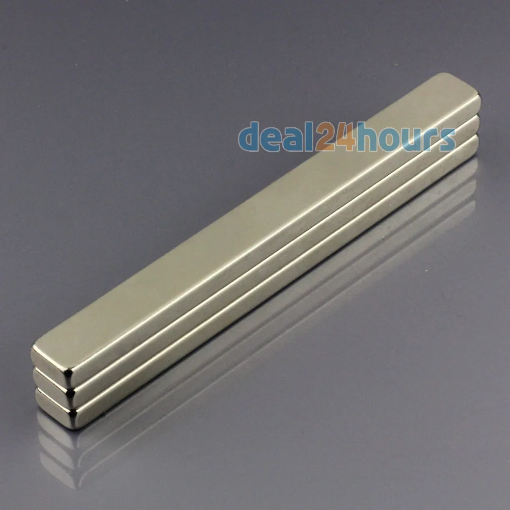 

OMO Magnetics 3pcs N50 Super Strong Block Cuboid Neodymium Magnets 100 x 10 x 5mm Rare Earth