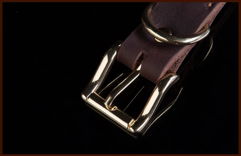 Luxury Real Leather Dog Collar Top Grade Gold Alloy Buckle Brown Leather Pet Collars for Small Medium Large Dogs New Pet Products2