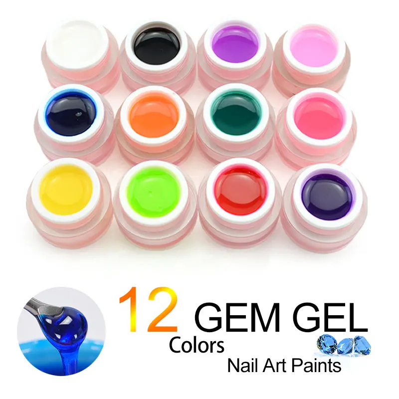 3D Moonlight GEM Gel CANNI Nail Art Design GDCOCO Gemstone Color 12 Colors Soak off UV LED 3D Diamond Jelly Glass Painting Gel