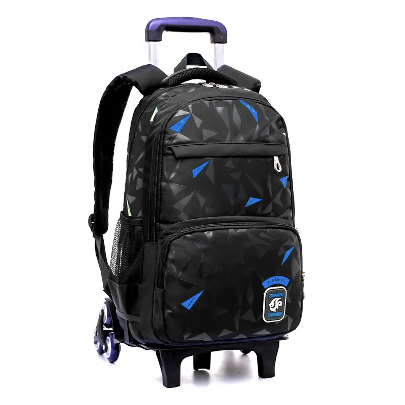 Последние съемные детские школьные сумки с 6 колесами для мальчиков и девочек на колесиках, школьный рюкзак, сумки для книг, рюкзак на колесиках - Цвет: B black blue