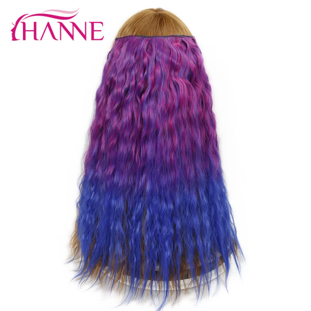 Hanne 24 60cm Long Natural Wave Ombre Mixed Brown Blue Green