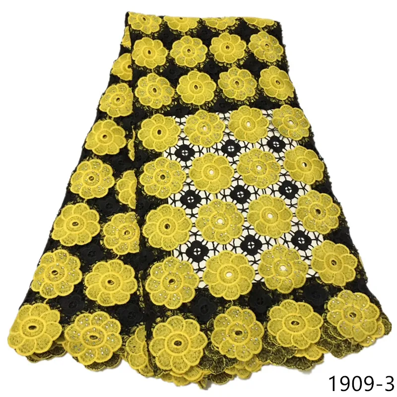 

2019 High Quality 5 yards Guipure Lace Fabric African french lace mix Guipure lace fabric excellent big high quality 1909