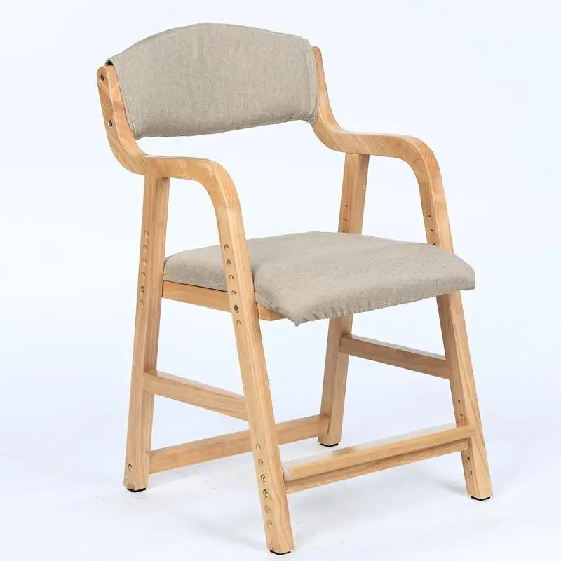 B Регулируемый подъемный детский стул из цельного дерева, детский стул(кабинетный), стул на спинку, стул для начальной школы, домашний письменный стул - Цвет: Style 3
