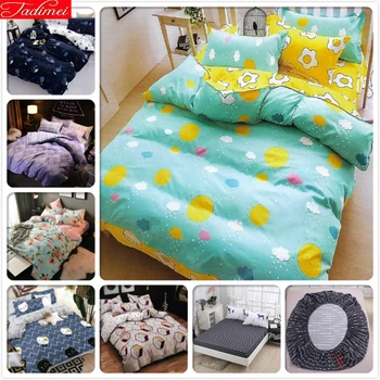 

Kids Student Boy Girl Single Bed Linen Fitted Sheet 4pcs Bedding Set 1.35m 1.5m Twin Full Queen Size Duvet Cover Bedspreads King