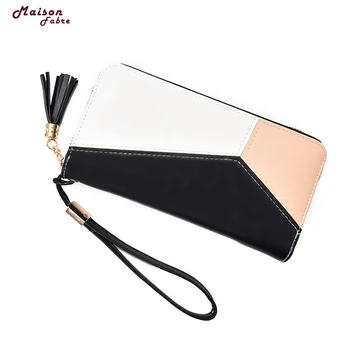 

Wallet Women Fahion Tassel Patchwork Long Wallet Coin Purse Card Holders Handbag Wallet For Credit Cards