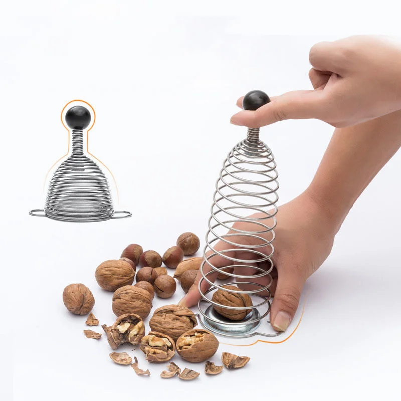

Stainless Steel Creative Nut Cracker Spring Sheller Nutcracker Macadamia Walnut Pecan Cap Opener Kitchen Accessories Gadgets New
