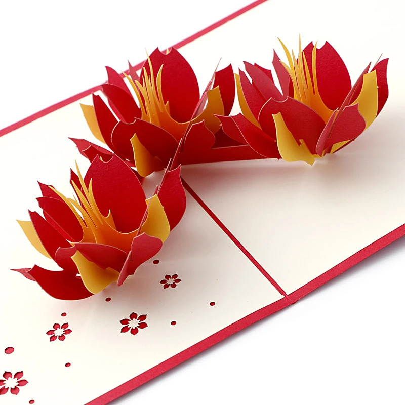 3D стереоскопическая открытка ручной работы подарок декупаж лотоса праздничная открытка-Y102