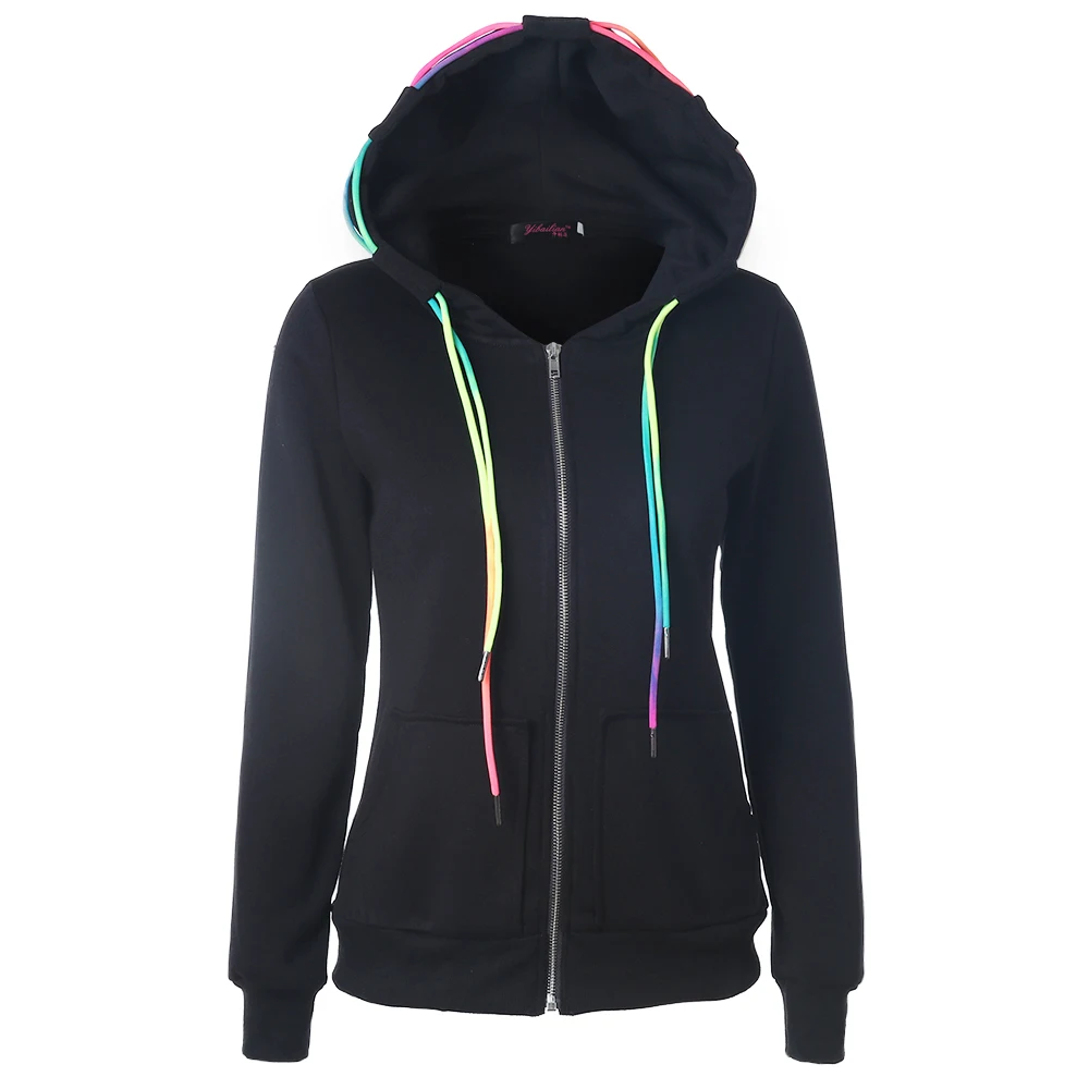 Autumn 2018 Fashion Hoodies Sweatshirt Women Zipper Solid