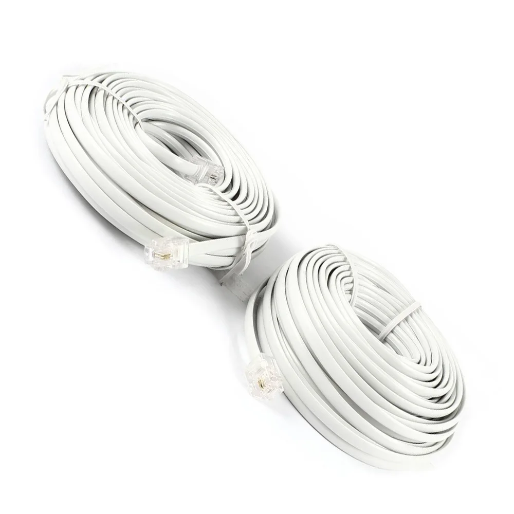 SCLS 40Ft 12M RJ11 6P2C Telephone Phone Modem Cord Cable White 2pcsin Data Cables from Consumer