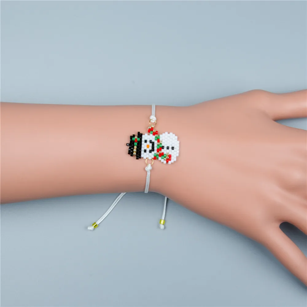 Браслет со снеговиком MIYUKI браслеты в рождественском стиле ручной работы Pulseras женские деликатные бусины Снеговик Bileklik ювелирные изделия