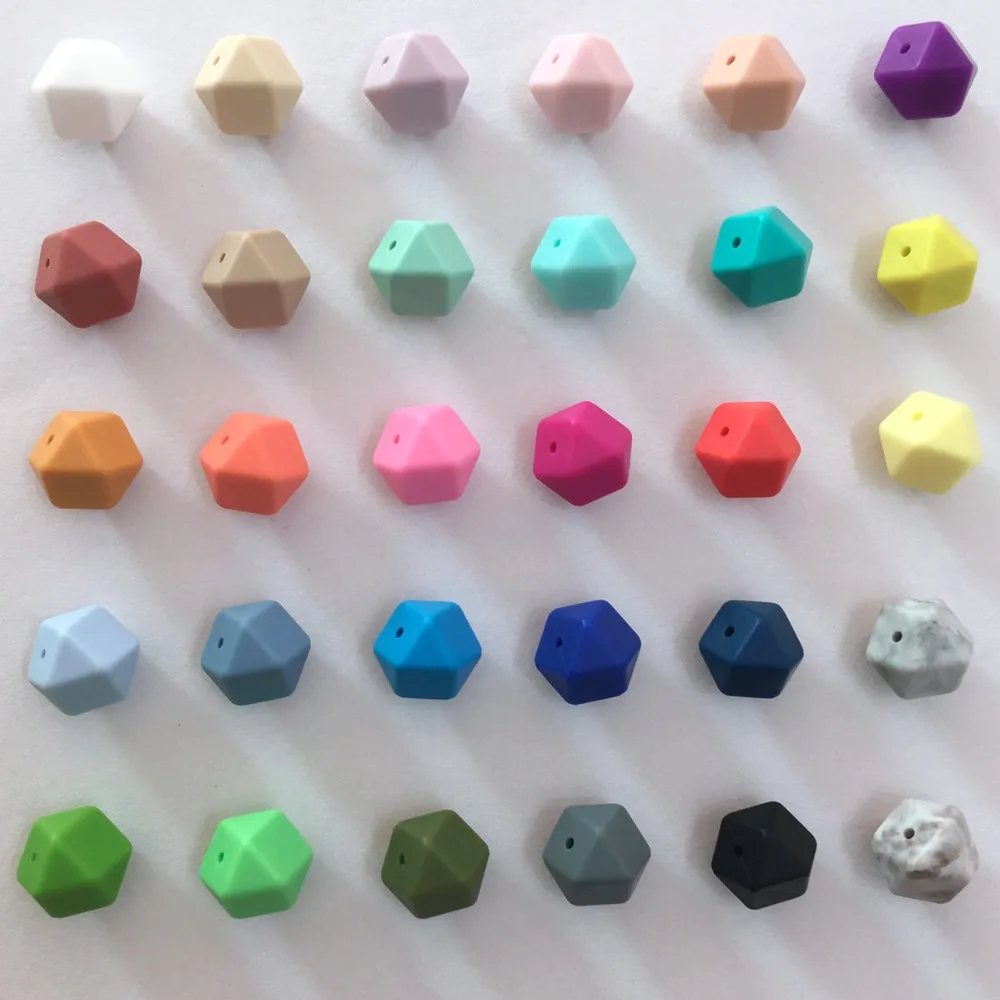100pcs/lot 17mm Silicone Hexagon Bead BPA Free 100 Food Grade Silicone