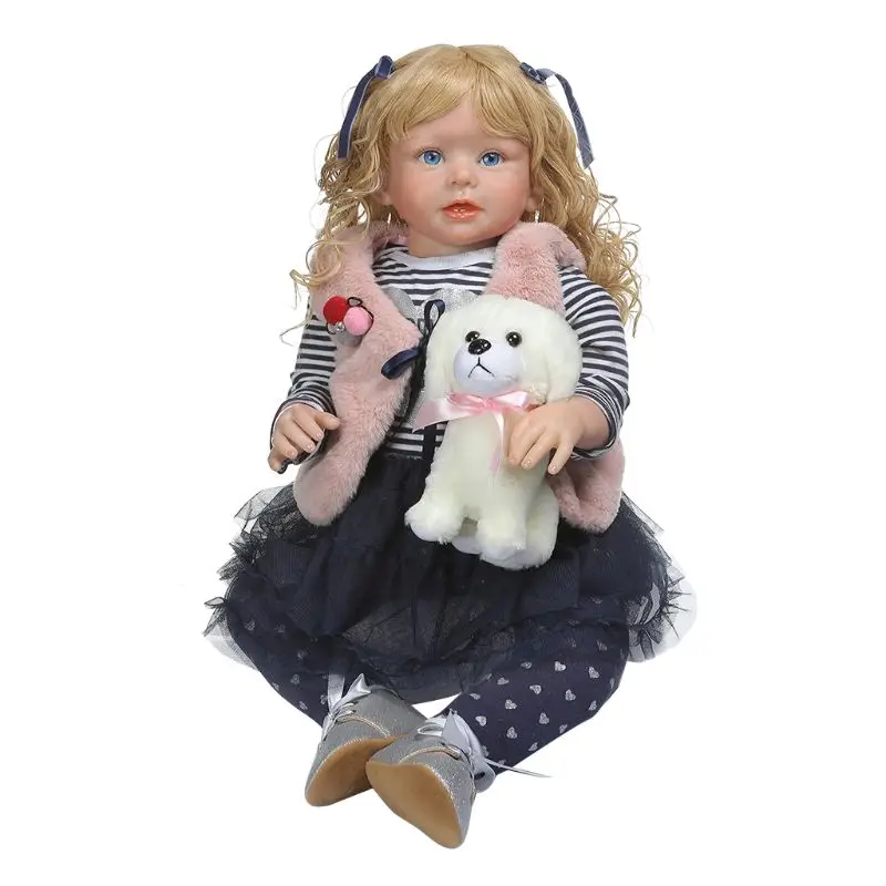 

28in Realistic Reborn Doll Soft Silicone Vinyl Newborn Babies Girl Princess Dog Lifelike Handmade Toy Children Birthday Christm