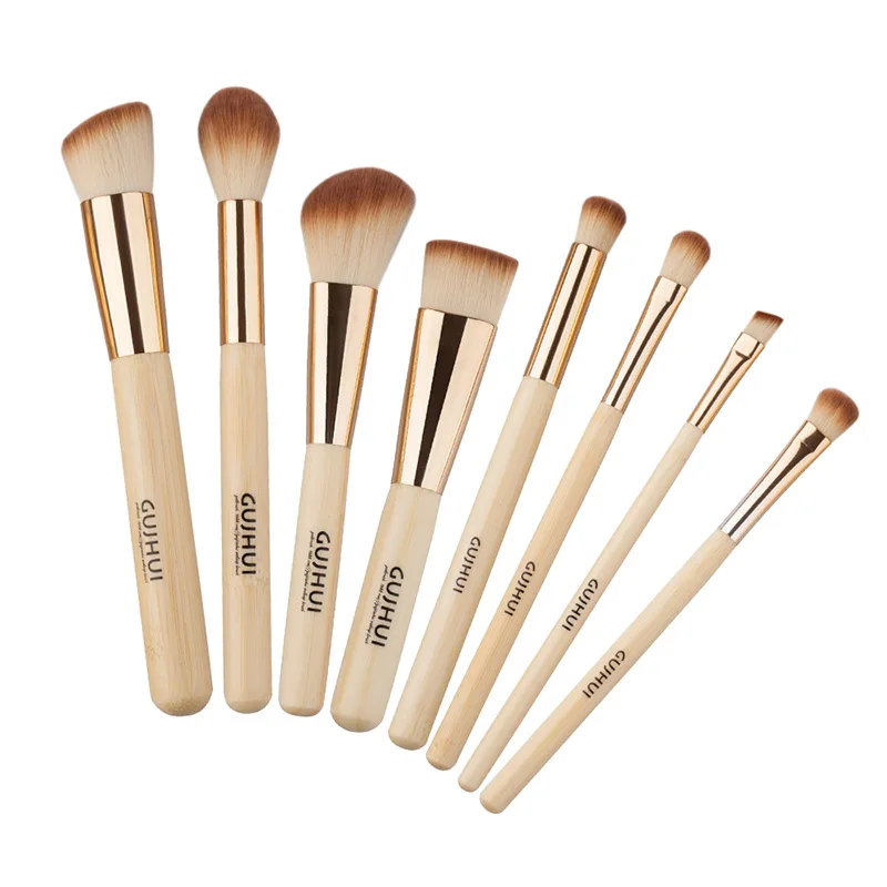 8PCS Professional Makeup Brushes Set Bamboo Handle Eye Shadow Eyebrow Foundation Blusher Tool