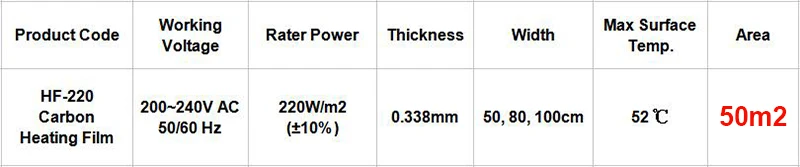 carbon heating film specs-50
