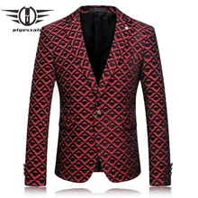 Plyesxale мужские Цветочный Блейзер брендовая одежда цвет красного вина пиджак Slim Fit костюм для выпускного Свадебные Пиджаки для женщин Повседневное пальто Q55