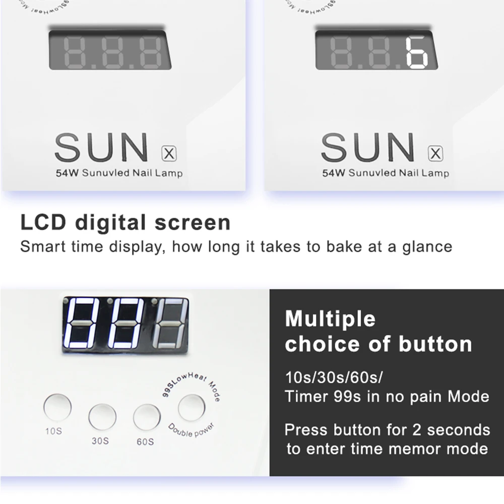 SUNX 54/48/40/36 Вт УФ светодиодная лампа для сушки ногтей для всех типов гель УФ-лампы для ногтей машина для отверждения 10/30/60s таймер инфракрасный датчик