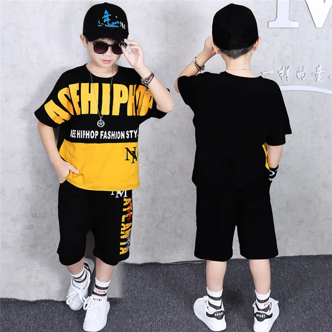 Одежда в стиле хип-хоп для мальчиков Детский костюм для уличных танцев комплект летней одежды из 2 предметов для мальчиков, коллекция года, детский танцевальный костюм для мальчиков